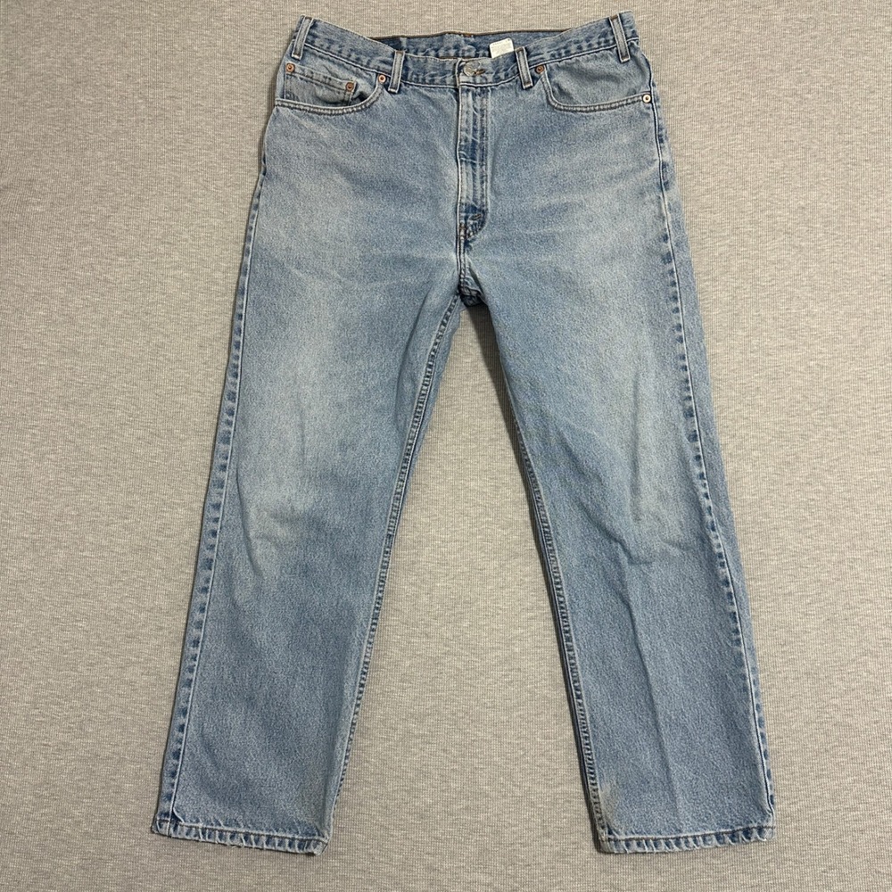 Levis 505 Regular Fit Straight Leg Jeans Light Wash Blue Vintage 2001 Mens 36x29